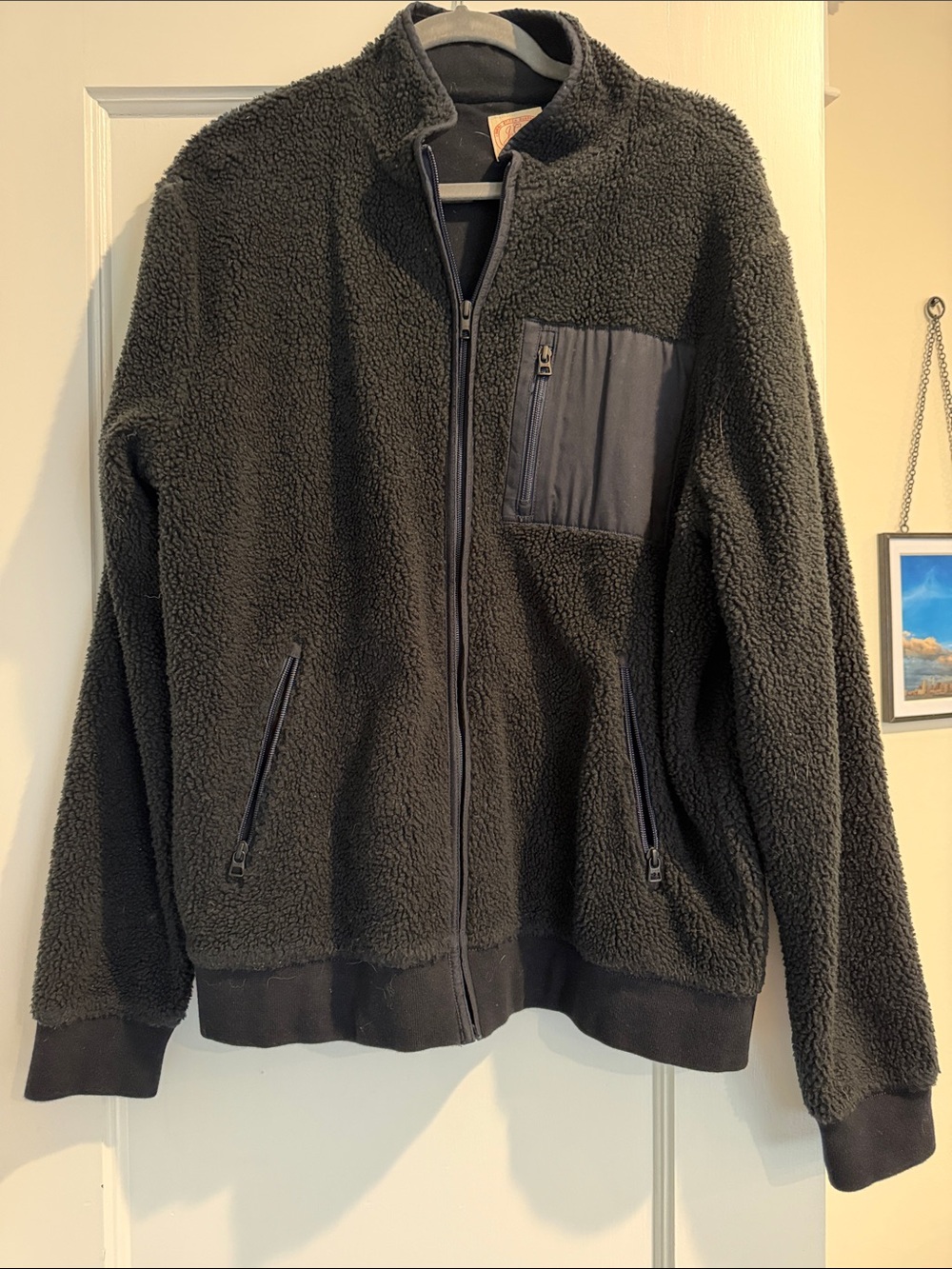 J. Crew Black Sherpa Fleece Zip Jacket